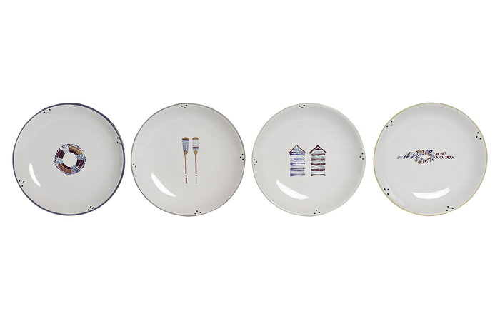 DKD Home Decor Juego de Platos de Gres Salitre Surtido de 4 Modelos, 24 Piezas, Multicolor y Blanco DKD Home Decor Juego de Platos de Gres Salitre Surtido de 4 Modelos, 24 Piezas, Multicolor y Blanco