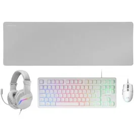 Mars Gaming Pack Gaming MCP-RGB3WES: Teclado RGB H-Mech, Ratón RGB 3200 DPI, Auriculares FRGB Rainbow y Alfombrilla XXL
