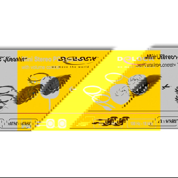 DeLOCK Altavoces Estéreo Mini para PC, 2.0 Canales, 2W, Conexión 3.5 mm y USB, Plug & Play, Negro/Gris