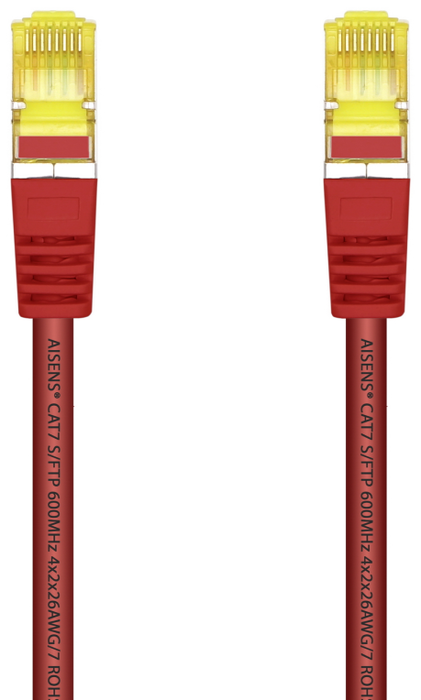 AISENS A146-0468 Cable de Red RJ45 Cat.7 S/FTP LSZH 600 MHz AWG26 - 10 Gbit/s - 0.25 m (25 cm) - Rojo