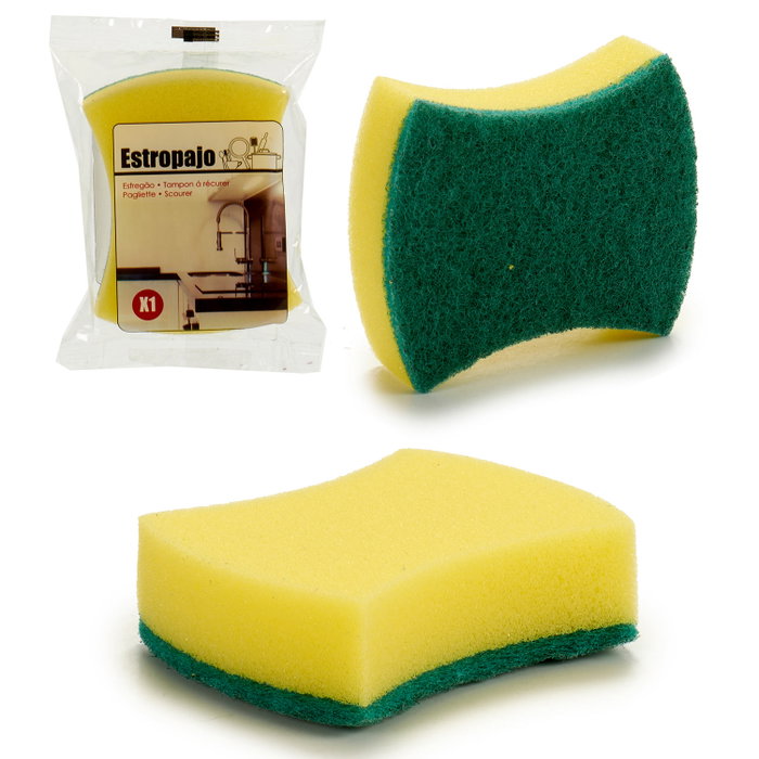 Arte Regal Estropajo Oval 10x3x7.5 cm Amarillo y Verde (Set de 96)
