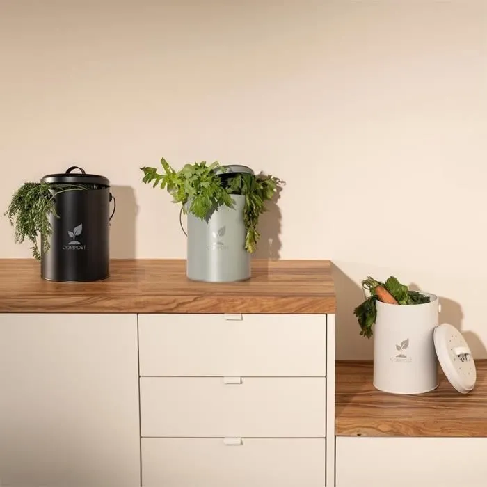 Livoo Cubo de Compostaje de Cocina MES154C, Cream, 6 L