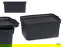 Kipit Caja Plástico con Tapa 7.5 L Antracita 21x14.2x32 cm (Set de 12)