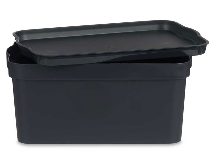 Kipit Caja Plástico con Tapa 7.5 L Antracita 21x14.2x32 cm (Set de 12)