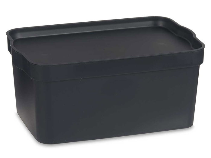 Kipit Caja Plástico con Tapa 7.5 L Antracita 21x14.2x32 cm (Set de 12)