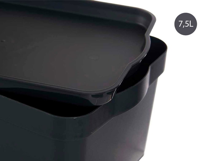 Kipit Caja Plástico con Tapa 7.5 L Antracita 21x14.2x32 cm (Set de 12)