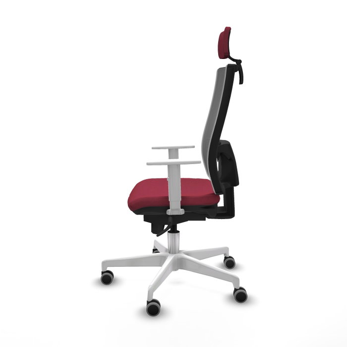 PIQUERAS Y CRESPO Silla de oficina Horna con mecanismo Sincro, Tela Granate y Malla Gris PIQUERAS Y CRESPO Silla de oficina Horna con mecanismo Sincro, Tela Granate y Malla Gris