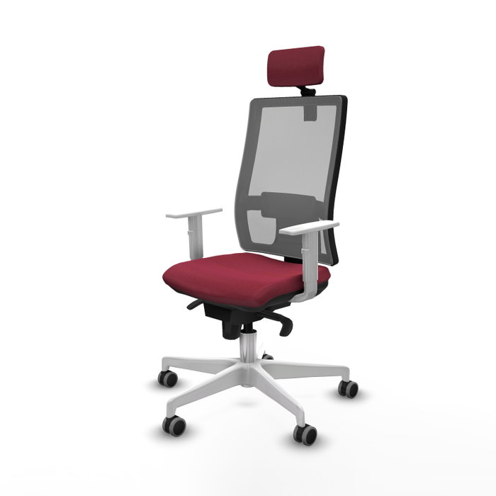 PIQUERAS Y CRESPO Silla de oficina Horna con mecanismo Sincro, Tela Granate y Malla Gris PIQUERAS Y CRESPO Silla de oficina Horna con mecanismo Sincro, Tela Granate y Malla Gris