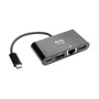 Tripp Lite U444-06N-HGUB-C Adaptador Multipuerto USB-C con HDMI, Puerto USB 3.0, Gigabit Ethernet y Carga PD 60W - Negro