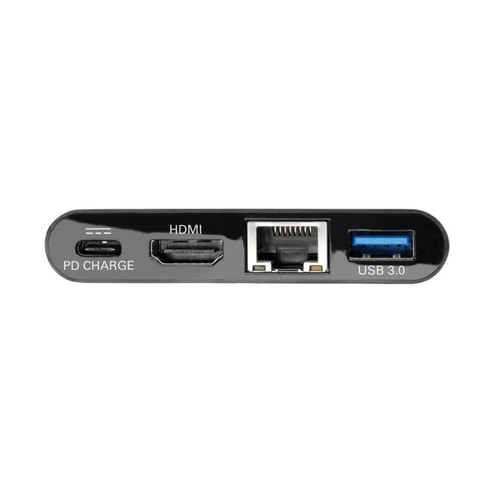 Tripp Lite U444-06N-HGUB-C Adaptador Multipuerto USB-C con HDMI, Puerto USB 3.0, Gigabit Ethernet y Carga PD 60W - Negro