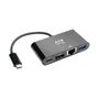 Tripp Lite U444-06N-HGUB-C Adaptador Multipuerto USB-C con HDMI, Puerto USB 3.0, Gigabit Ethernet y Carga PD 60W - Negro