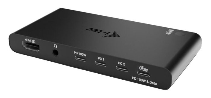 I-TEC KVM Docking Station HDMI para 2 hosts con Power Delivery 2x 100W, Negro