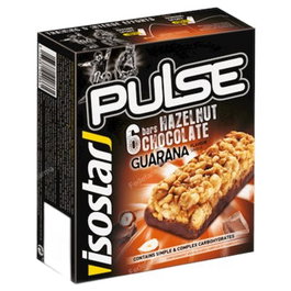 ISOSTAR Pulse Barrita Energética con Avellana - Pack de 6 unidades x 23 g