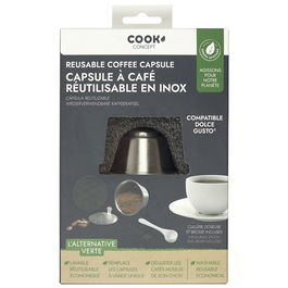 Cook Concept Cápsula Café Reutilizable Acero Inoxidable, Compatible con Dolce Gusto