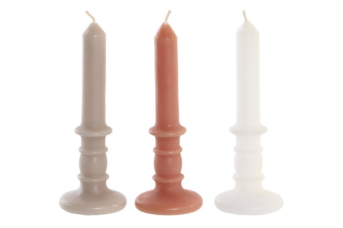 DKD Home Decor Surtido de 3 Velas de Cera de Parafina 7x7x18 cm
