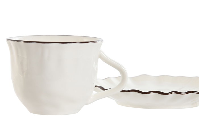 DKD Home Decor Taza Set Plato Louvre loving 24 Porcelana Blanco Marron 6 Unidades 12 x 6 x 12 cm DKD Home Decor Taza Set Plato Louvre loving 24 Porcelana Blanco Marron 6 Unidades 12 x 6 x 12 cm