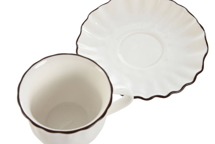 DKD Home Decor Taza Set Plato Louvre loving 24 Porcelana Blanco Marron 6 Unidades 12 x 6 x 12 cm DKD Home Decor Taza Set Plato Louvre loving 24 Porcelana Blanco Marron 6 Unidades 12 x 6 x 12 cm