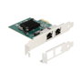 DeLOCK Tarjeta de Red PCI Express x1 Gigabit LAN 2 x RJ45 - 4 Gbit/s, PCIe 2.0, para PC, Color Gris, Interfaz Femenino, Compatible con Windows 10/11