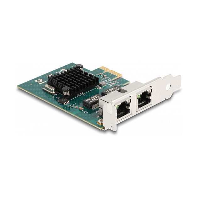 DeLOCK Tarjeta de Red PCI Express x1 Gigabit LAN 2 x RJ45 - 4 Gbit/s, PCIe 2.0, para PC, Color Gris, Interfaz Femenino, Compatible con Windows 10/11
