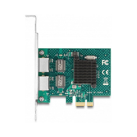 DeLOCK Tarjeta de Red PCI Express x1 Gigabit LAN 2 x RJ45 - 4 Gbit/s, PCIe 2.0, para PC, Color Gris, Interfaz Femenino, Compatible con Windows 10/11