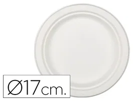 Bunzl Plato de fibra de caña de azúcar blanco 17 cm (50 unidades) de la gama Dine