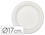 Bunzl Plato de fibra de caña de azúcar blanco 17 cm (50 unidades) de la gama Dine