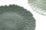 DKD Home Decor Green Leafs 24 Platos de Porcelana con Relieve, Pack de 6, Verde/Verde Oscuro