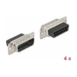 DeLOCK Conector D-Sub 15 Pin Macho de Metal, 4 Piezas