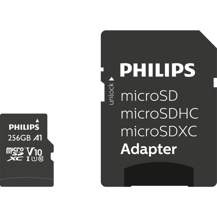 Philips MicroSDXC Card 256 GB Class 10 UHS-I U1 con adaptador Philips MicroSDXC Card 256 GB Class 10 UHS-I U1 con adaptador