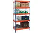Ar storage Estantería Metálica 192x100x50cm, 5 Estantes, 300kg por Estante, Bandejas Madera, Montaje sin Tornillos, Azul/Naranja