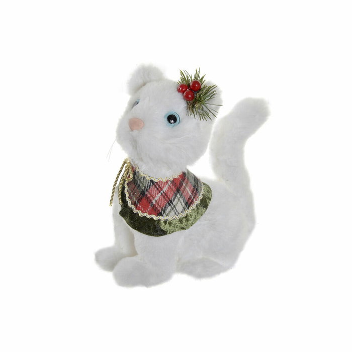 DKD Home Decor Figura de Gatito Blanco en Poliéster y Porexpan