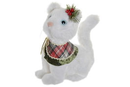 DKD Home Decor Figura de Gatito Blanco en Poliéster y Porexpan