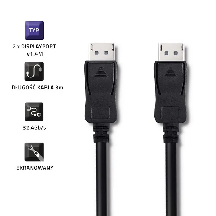 Qoltec Cable DisplayPort v1.4 8K 3m Negro