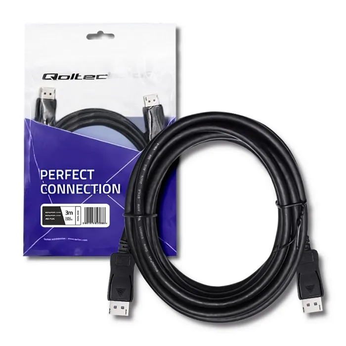 Qoltec Cable DisplayPort v1.4 8K 3m Negro