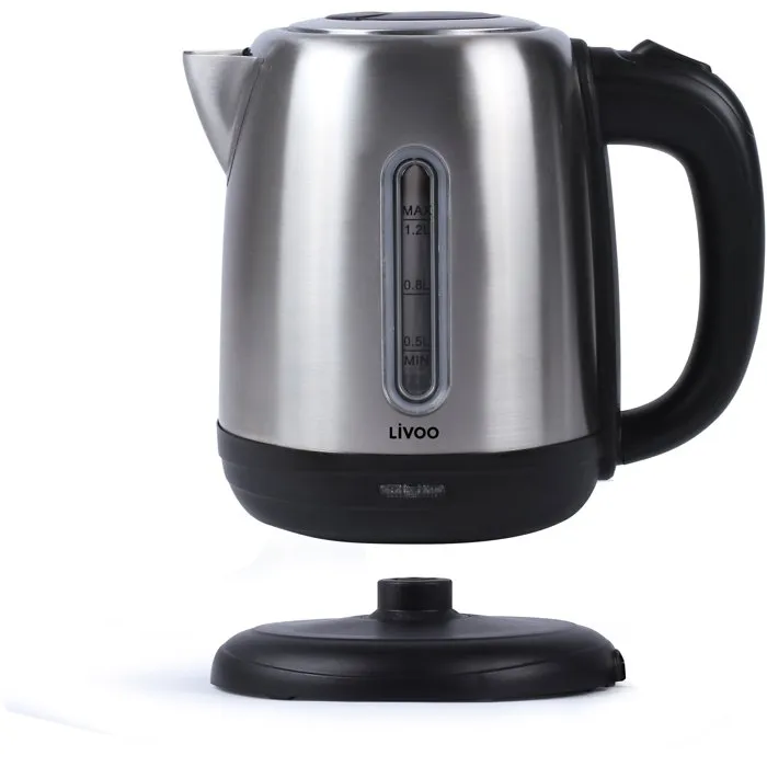 Livoo Hervidor de Agua Eléctrico 1.2 L 1630 W Base Giratoria 360° Gris DOD182 - Rápido y Seguro
