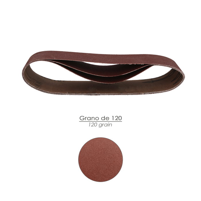 WOLFPACK LINEA PROFESIONAL Lija de Recambio para Lijadora de Banda 75x457 mm Grano 120 (Pack 3 Piezas)