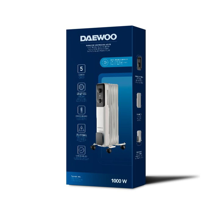 DAEWOO Radiador de aceite 5 elementos 1000W - 3 niveles - blanco/negro