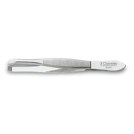 Tres Claveles Pinza Depilar Cangrejo Níquel 8 cm Acero Carbono Estriado