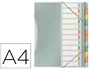 Esselte Carpeta Clasificadora Fuelle Polipropileno Transparente 12 Separadores Colores Cierre Gomas Elásticas DIN A4 325x265x45 mm