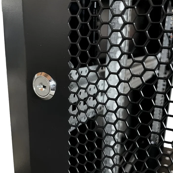 Phasak Armario rack mural 19 pulg 15U 600x600 negro con ventilación y luz azul
