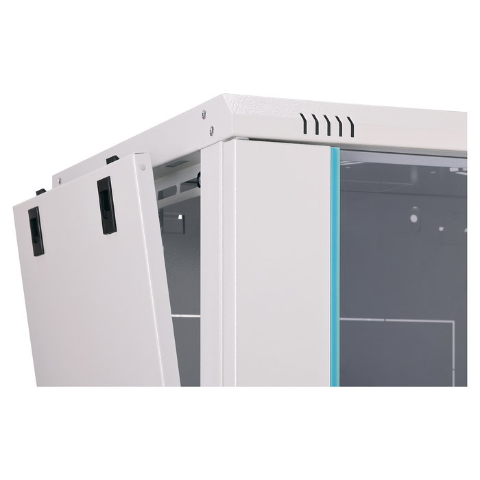 Digitus Dynamic-N Bastidor de Pared 9U (600x450x474 mm) - Armario Rack con Puertas de Cristal y Acero, 60 kg, Bloqueo, Rieles, Gestión de Cables, IP20