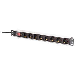 Digitus DN-95436 Regleta de enchufes 8 salidas 19 pulg. 1U Negro