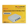 DeLOCK 87588 Switch de Datos No Administrado 4 Puertos RJ45 Gigabit Ethernet 10/100 Mbps Full Duplex Metal