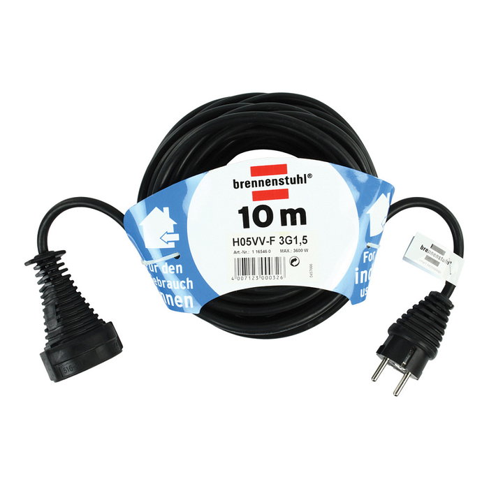 Brennenstuhl Cable de extensión H05VV-F 3G1,5 de 10 m, negro Brennenstuhl Cable de extensión H05VV-F 3G1,5 de 10 m, negro