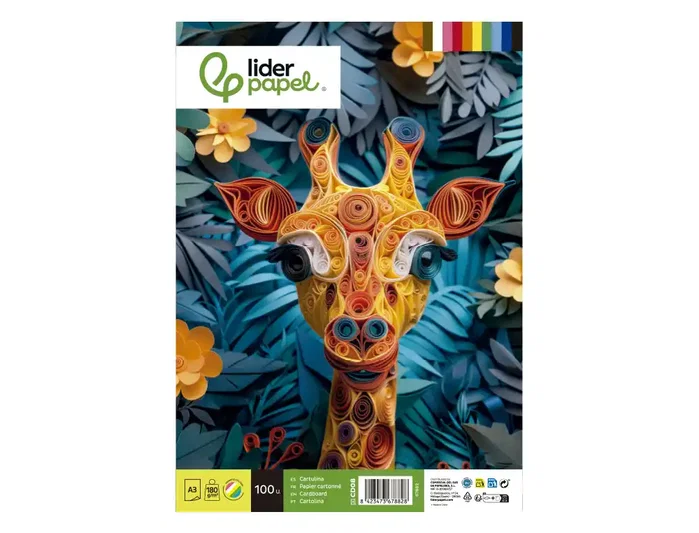 Liderpapel Cartulina A3 180g/m2 10 Colores Surtidos Paquete 100 Hojas