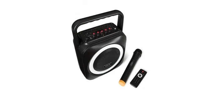 Fonestar BOX-35LED Altavoz Portátil Karaoke con Bluetooth, Micrófono Inalámbrico, Luz LED, 35W, USB/SD, Asa de Transporte
