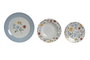 DKD Home Decor Set de Vajilla de 18 Piezas de Porcelana Floral Azul y Blanco