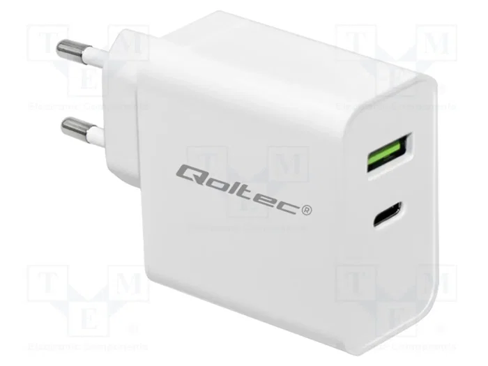 Qoltec Cargador de 45W USB Type-C PD y USB Blanco Qoltec Cargador de 45W USB Type-C PD y USB Blanco