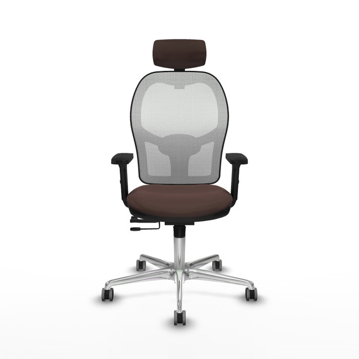 PIQUERAS Y CRESPO Silla de oficina Jorquera con mecanismo Sincro/Traslack, Similpiel Marrón oscuro y Malla Blanca PIQUERAS Y CRESPO Silla de oficina Jorquera con mecanismo Sincro/Traslack, Similpiel Marrón oscuro y Malla Blanca