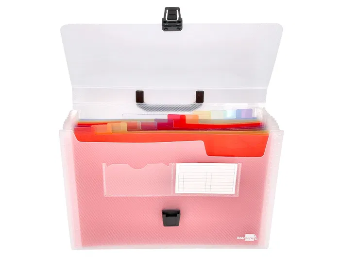 Liderpapel Carpeta Clasificador Fuelle 45144 Polipropileno A4 Transparente con Asa Spectrafile 26 Departamentos
